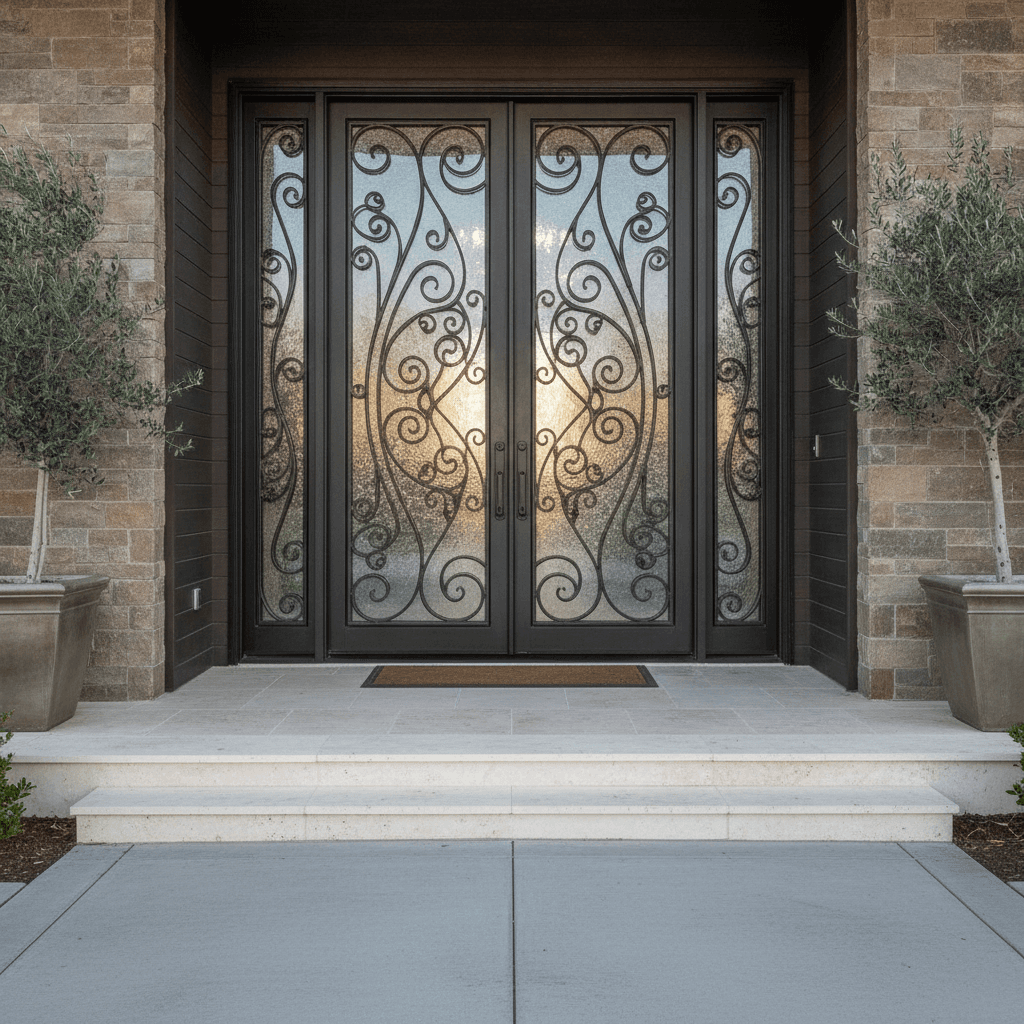 Premium custom iron and glass entry door