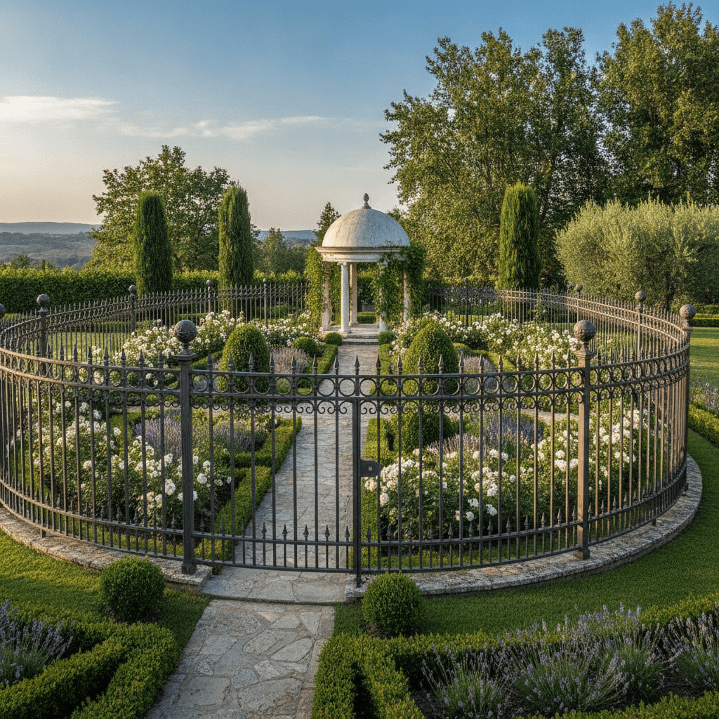 Wrought iron perimeter fence