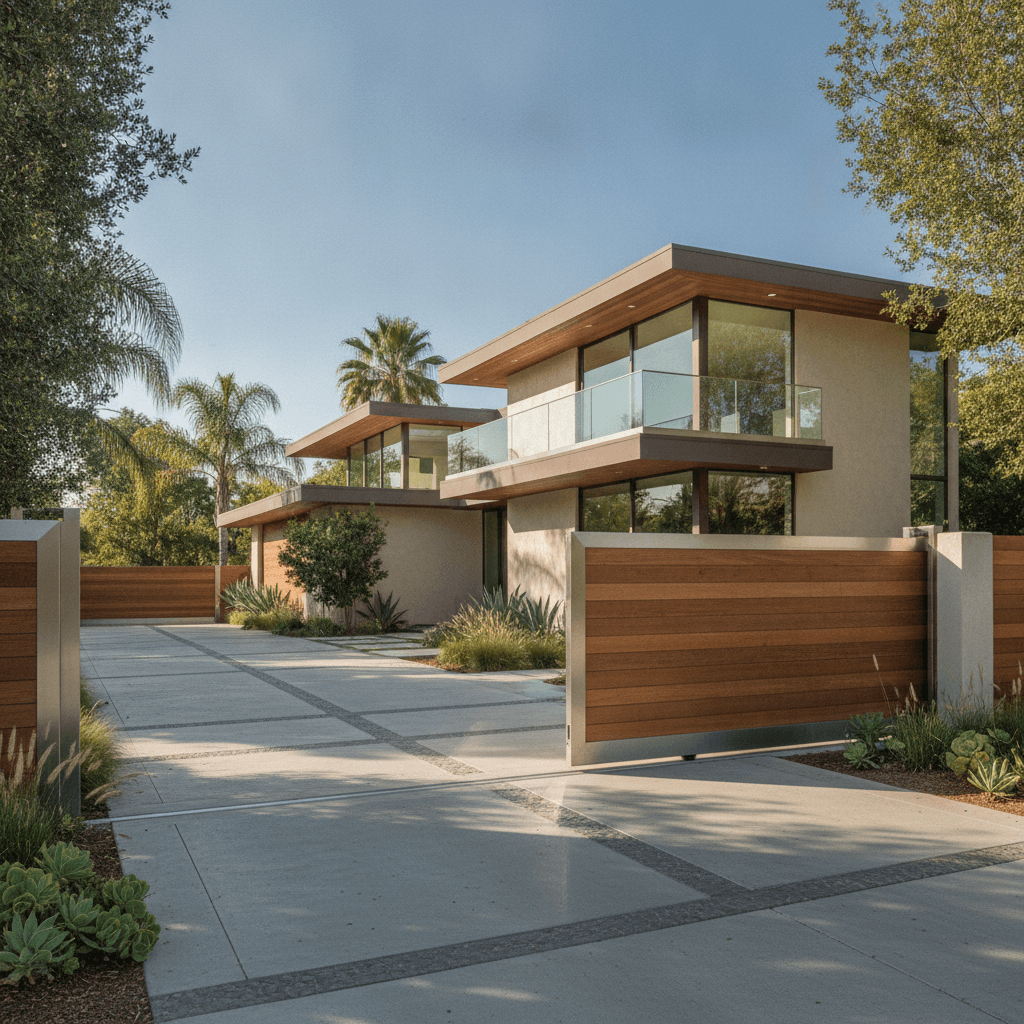 Modern sliding driveway gate